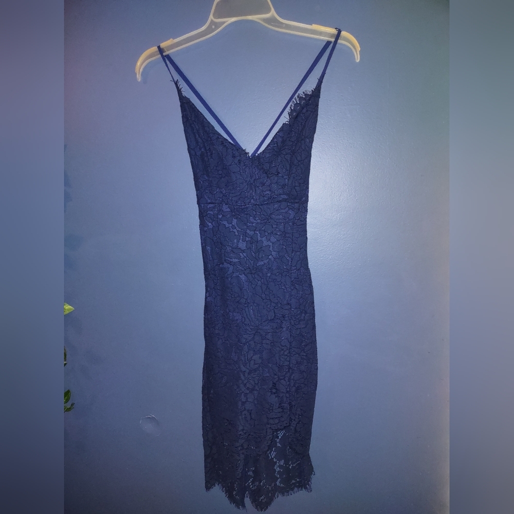 Lulus Flirting with Desire Navy Blue Lace Bodycon Dress XS - Picture 2 of 7